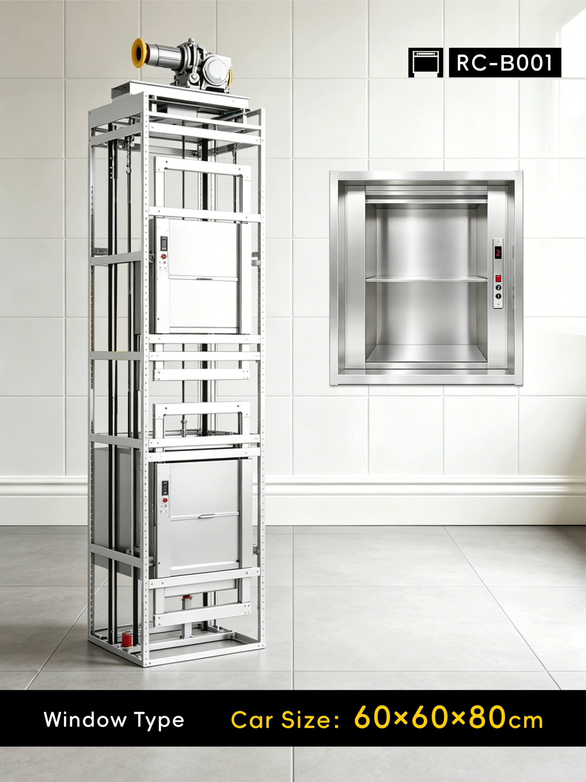 dumbwaiter 60x60x80cm rear counterweight RC-B001 100kg 0.75kW dumbwaiter lift