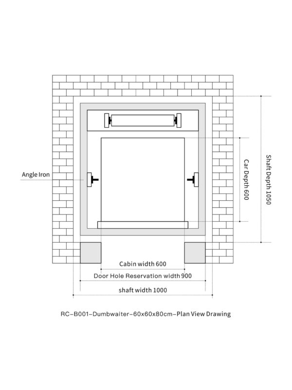 RC-B001 100kg 0.75kW Dumbwaiter Lift | 60x60x80cm Rear Counterweight