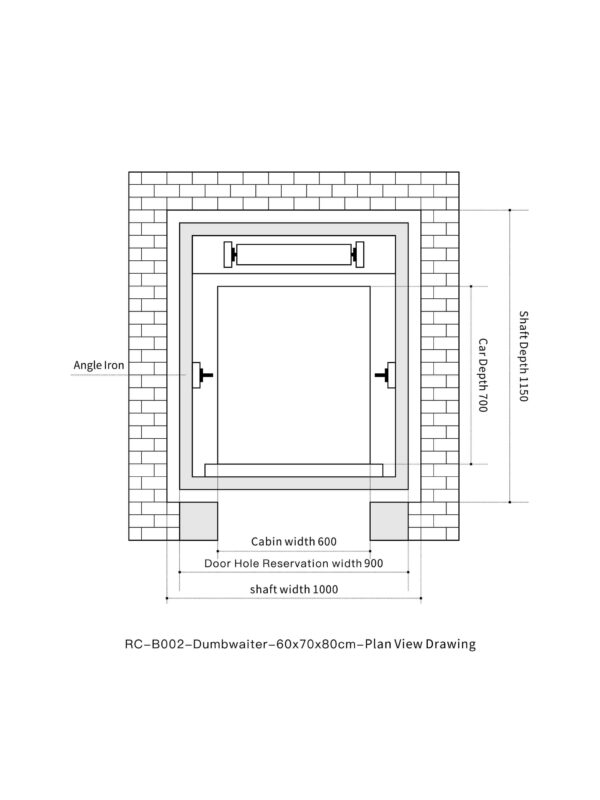 RC-B002 100kg 0.75kW Dumbwaiter Lift | 60x70x80cm Rear Counterweight