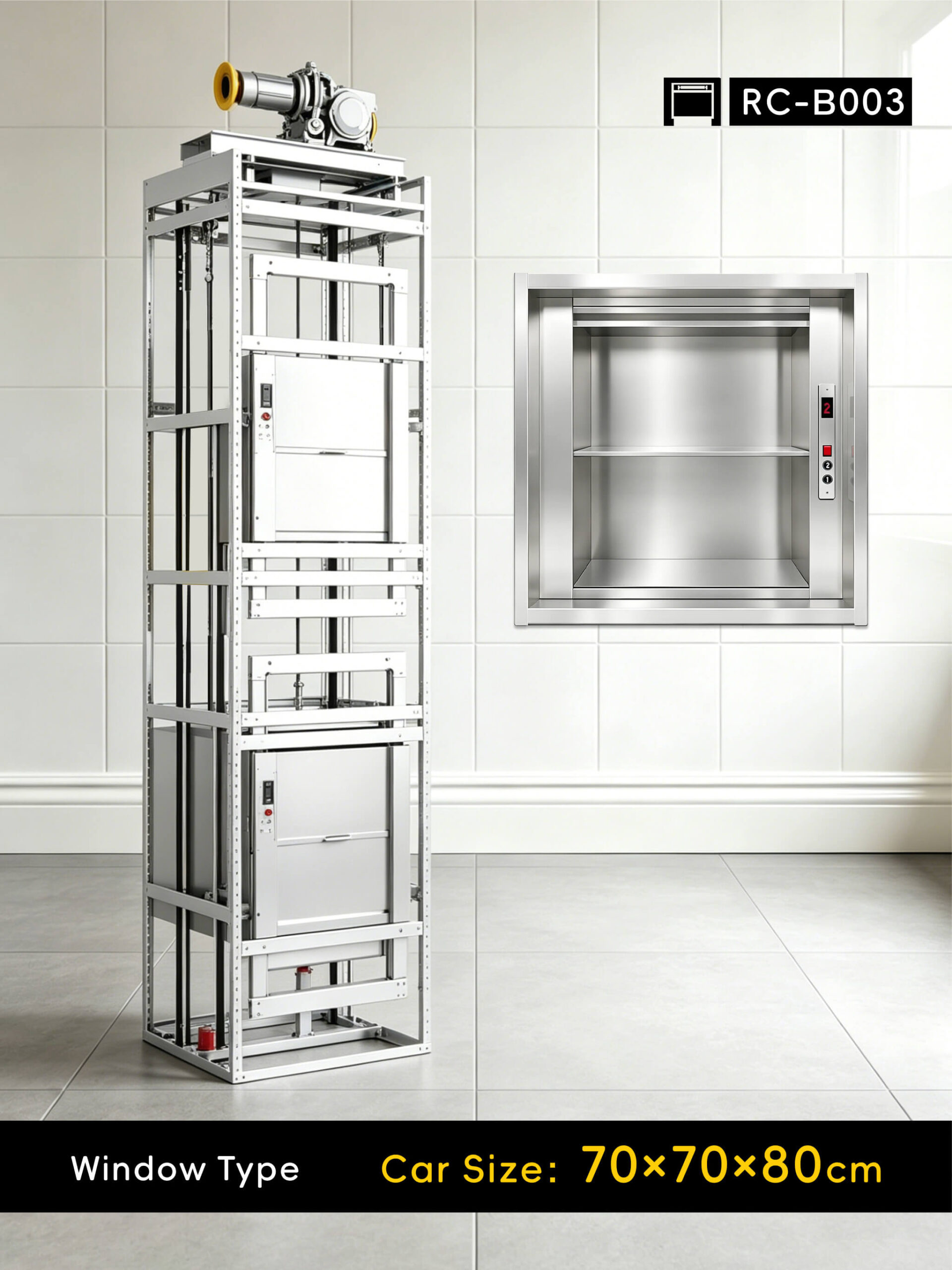 dumbwaiter 70x70x80cm rear counterweight RC-B003 100kg 0.75kW dumbwaiter lift