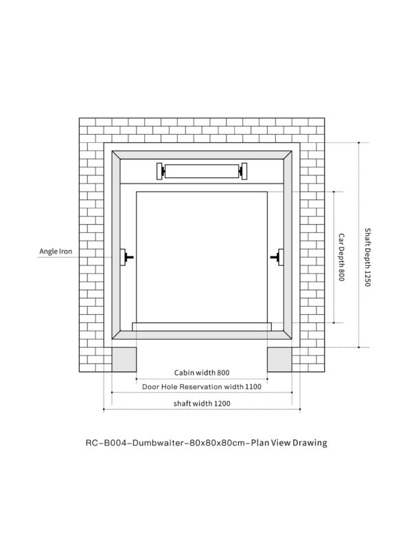 rc-b004-dumbwaiter-80x80x80cm-3 RC-B004 100kg 0.75kW Dumbwaiter Lift | 80x80x80cm Rear Counterweight
