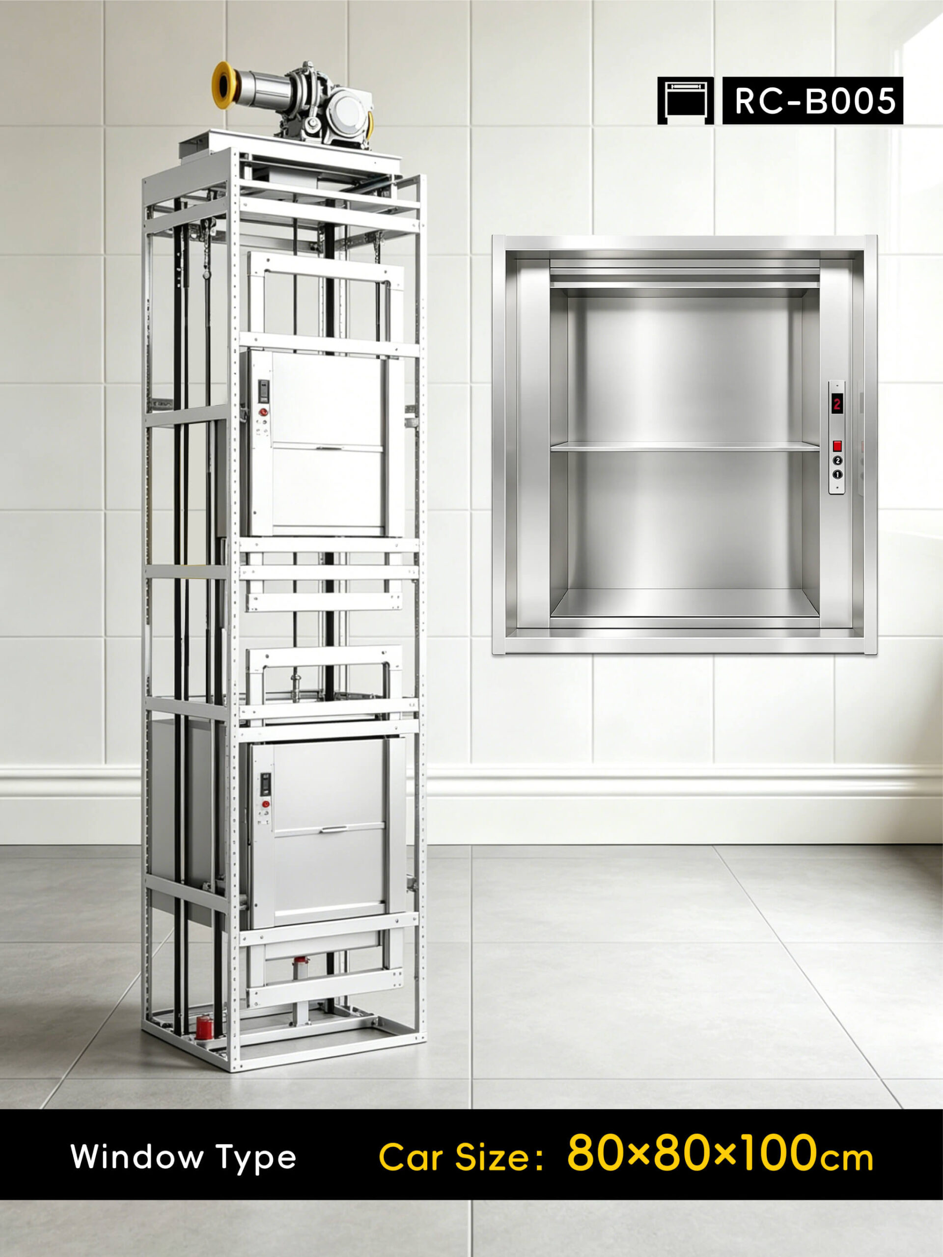dumbwaiter 80x80x100cm rear counterweight RC-B005 200kg 1.1kW dumbwaiter lift