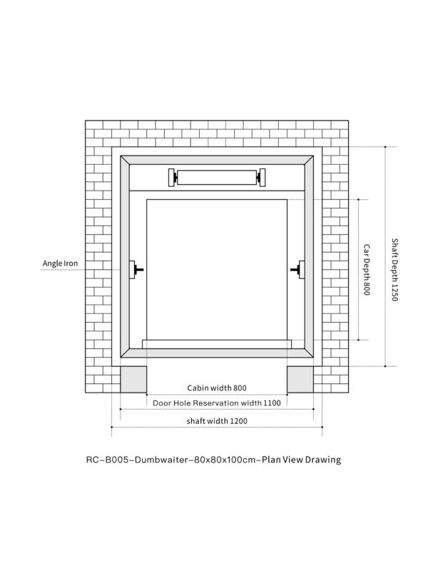 RC-B005 200kg 1.1kW Dumbwaiter Lift | 80x80x100cm Rear Counterweight