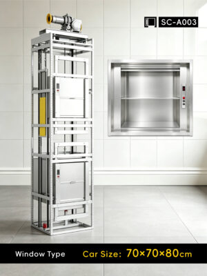 sc-a003-dumbwaiter-70x70x80cm-1 SC-A003 100kg 0.75kW Dumbwaiter Lift | 70x70x80cm Side Counterweight