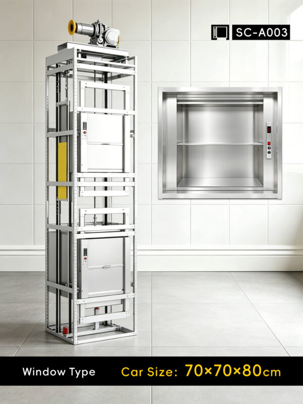 SC-A003 100kg 0.75kW Dumbwaiter Lift | 70x70x80cm Side Counterweight