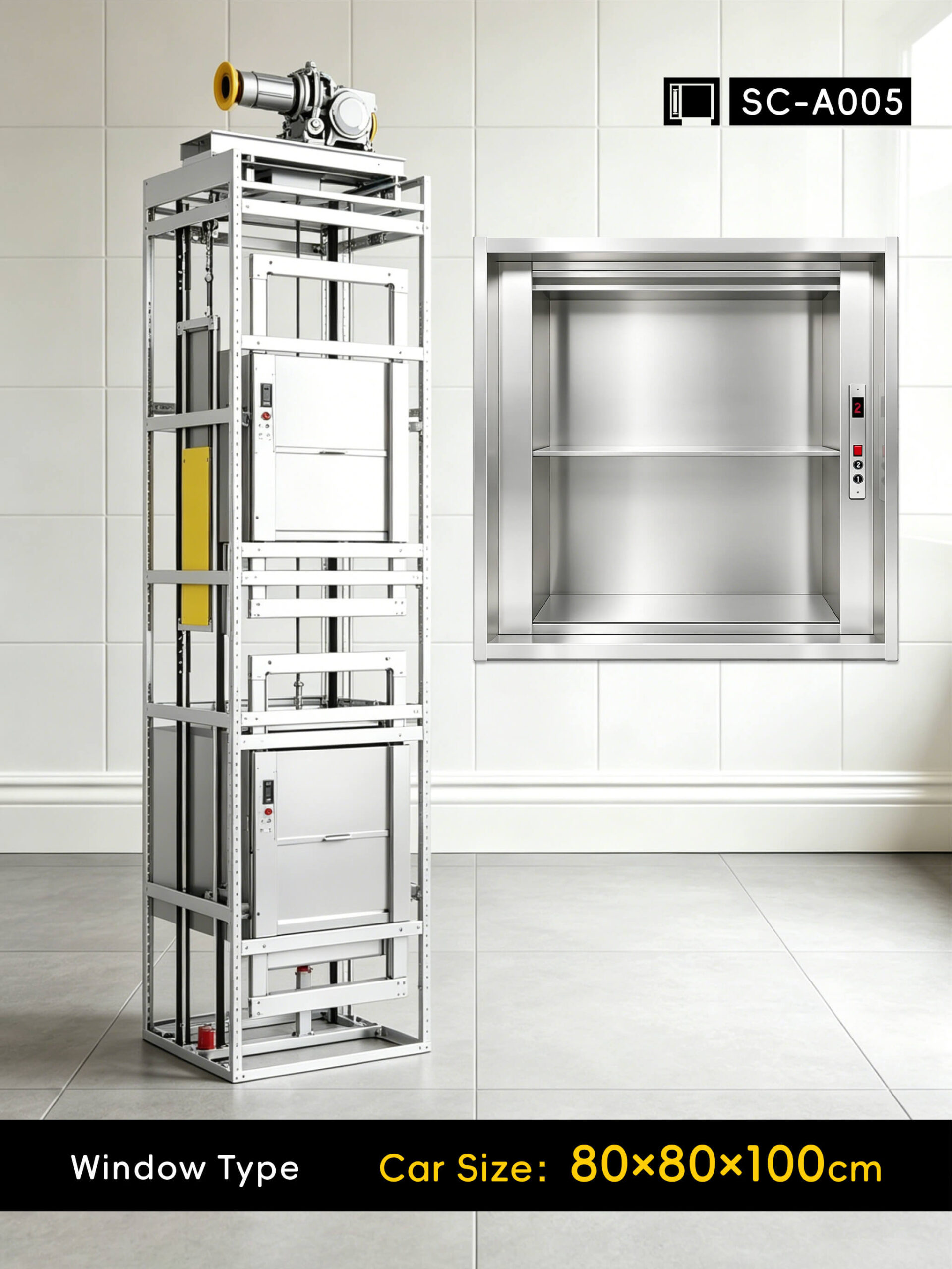 dumbwaiter 80x80x100cm side counterweight SC-A005 200kg 1.1kW dumbwaiter lift