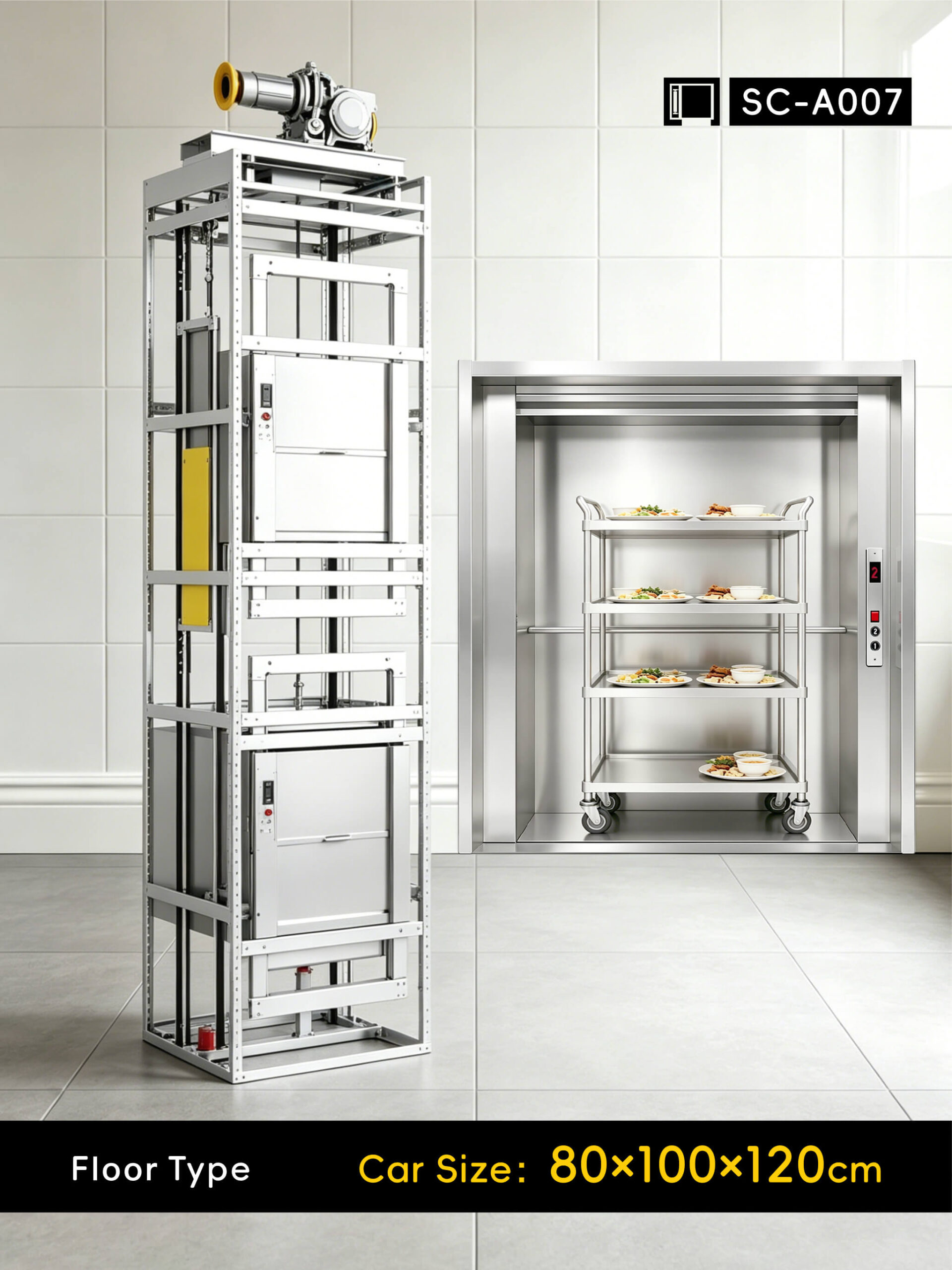 dumbwaiter 80x100x120cm side counterweight SC-A007 200kg 1.1kW dumbwaiter lift