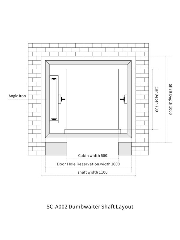 SC-A002 100kg 0.75kW Dumbwaiter Lift | 60x70x80cm Side Counterweight