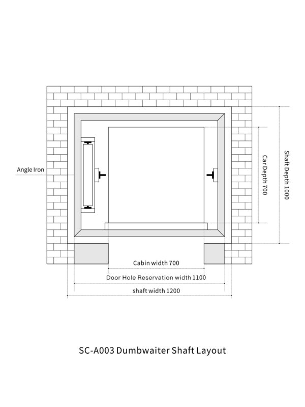 SC-A003 100kg 0.75kW Dumbwaiter Lift | 70x70x80cm Side Counterweight