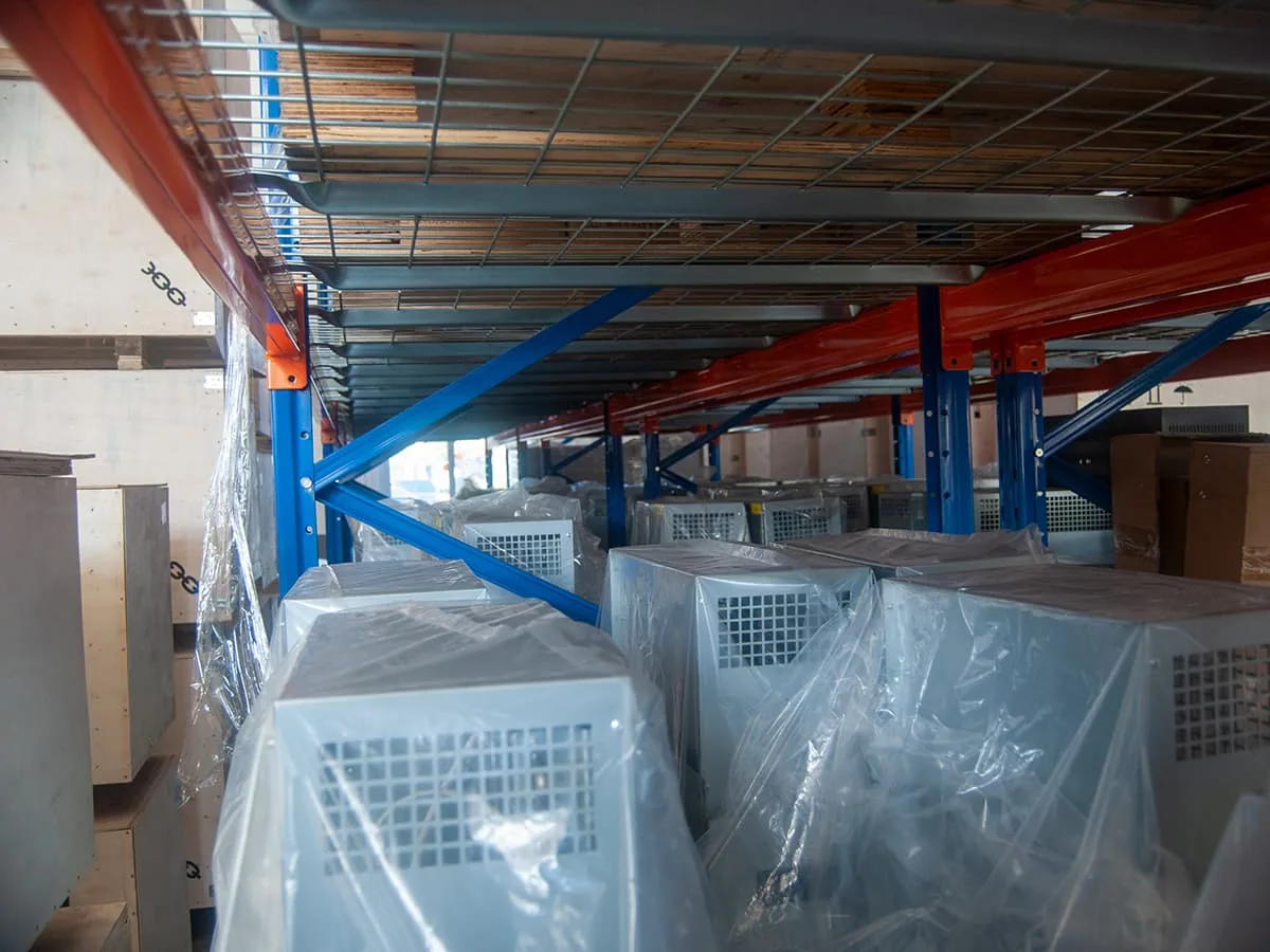 Warehouse at the ServLifts dumbwaiter factory