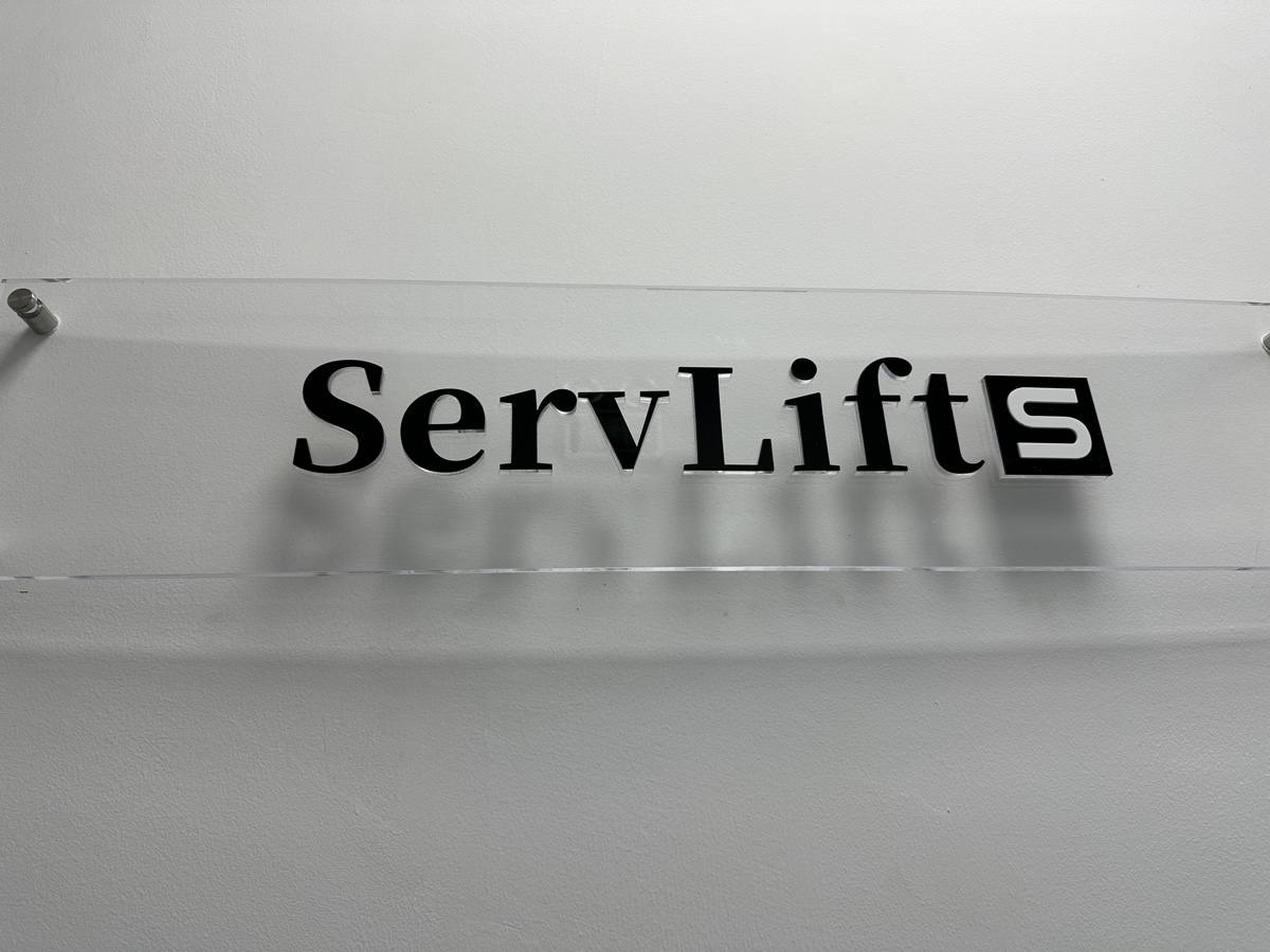 ServLifts sign at the company office in Wujiang, Suzhou